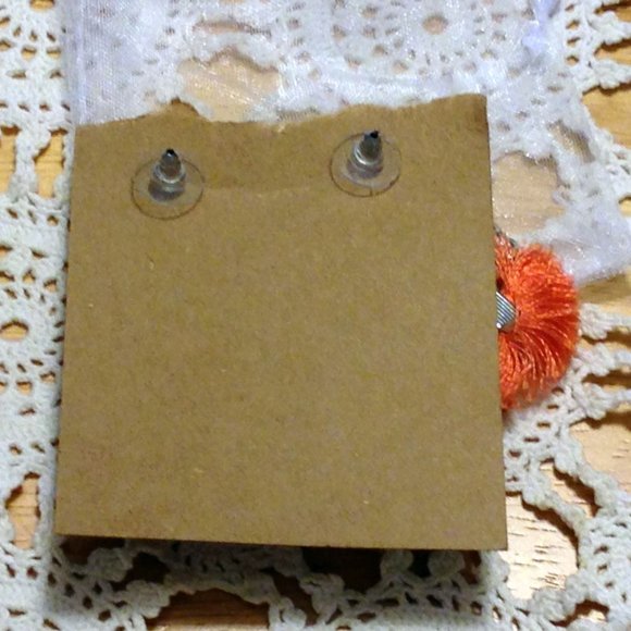 Plunder Earrings - Women's Jewelry Plunder  rhinestone earrings, orange fringe - Picture 5 of 5